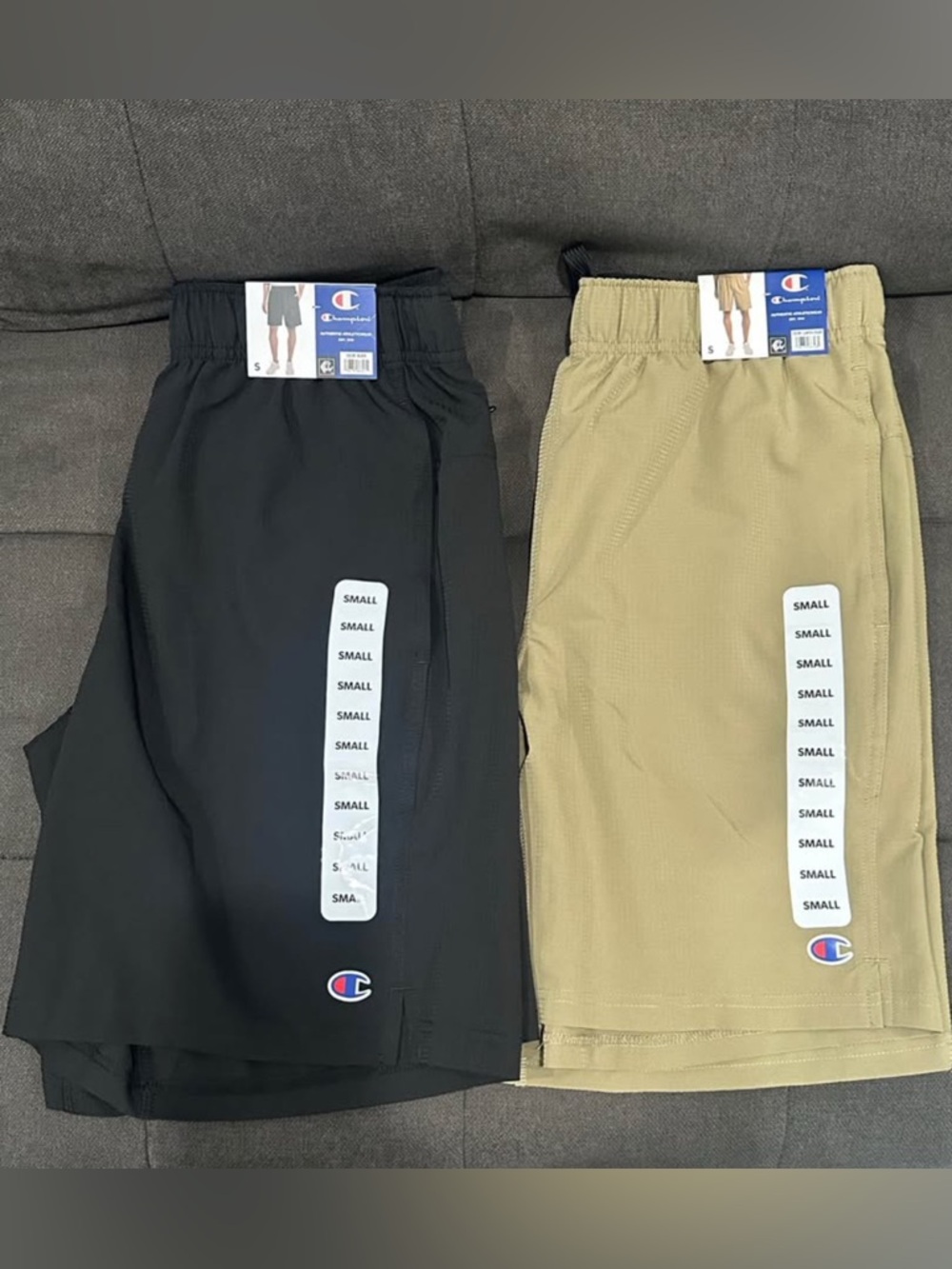 Champion Men Performance Shorts - Black & Khaki- Size Small
